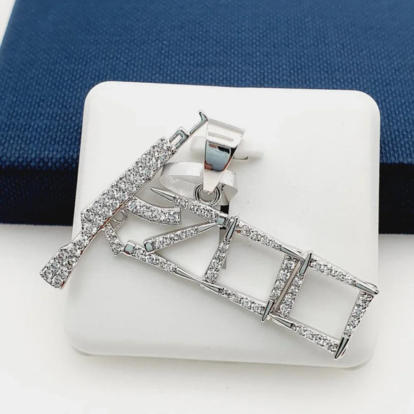 "925 Sterling Silver Plated CZ Pendant, INUS1BR005 - Picture 1 of 10